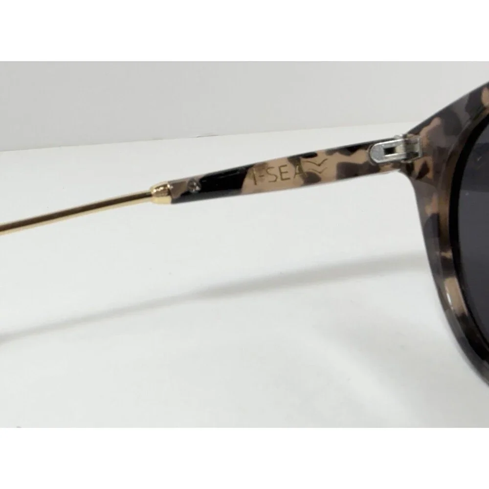 I-SEA Ella Polarized Round Cat Eye Sunglasses Light Tortoise Frame Gray Lenses
